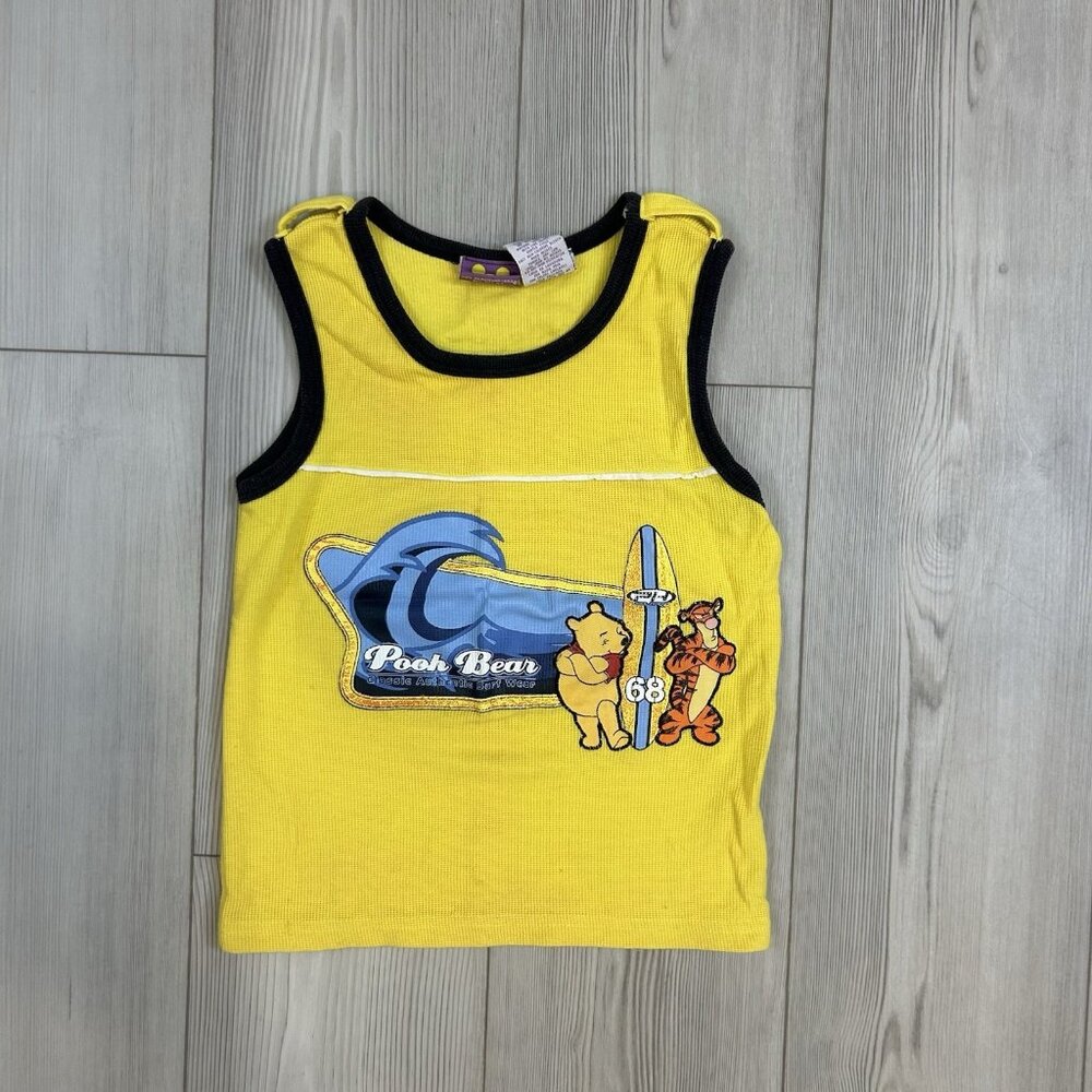 Vintage Winnie The Pooh Size 7 Youth Tank Top‎ 90s Surfboard Tigger